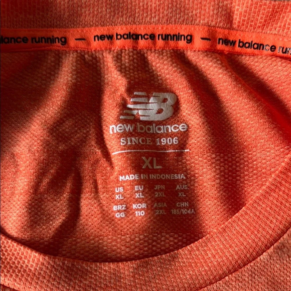 New Balance Men's Orange Running Shirt- Size XL - Picture 2 of 7